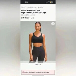 nwot Lululemon “ Enlite Weave - Back Bra” size 32 DD